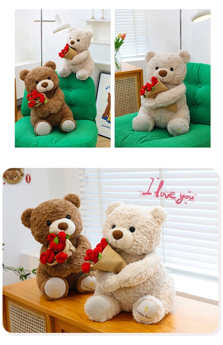 Cute Teddy Bear Plush Stuffed Holding Bouquet Removable transforms into a Hat