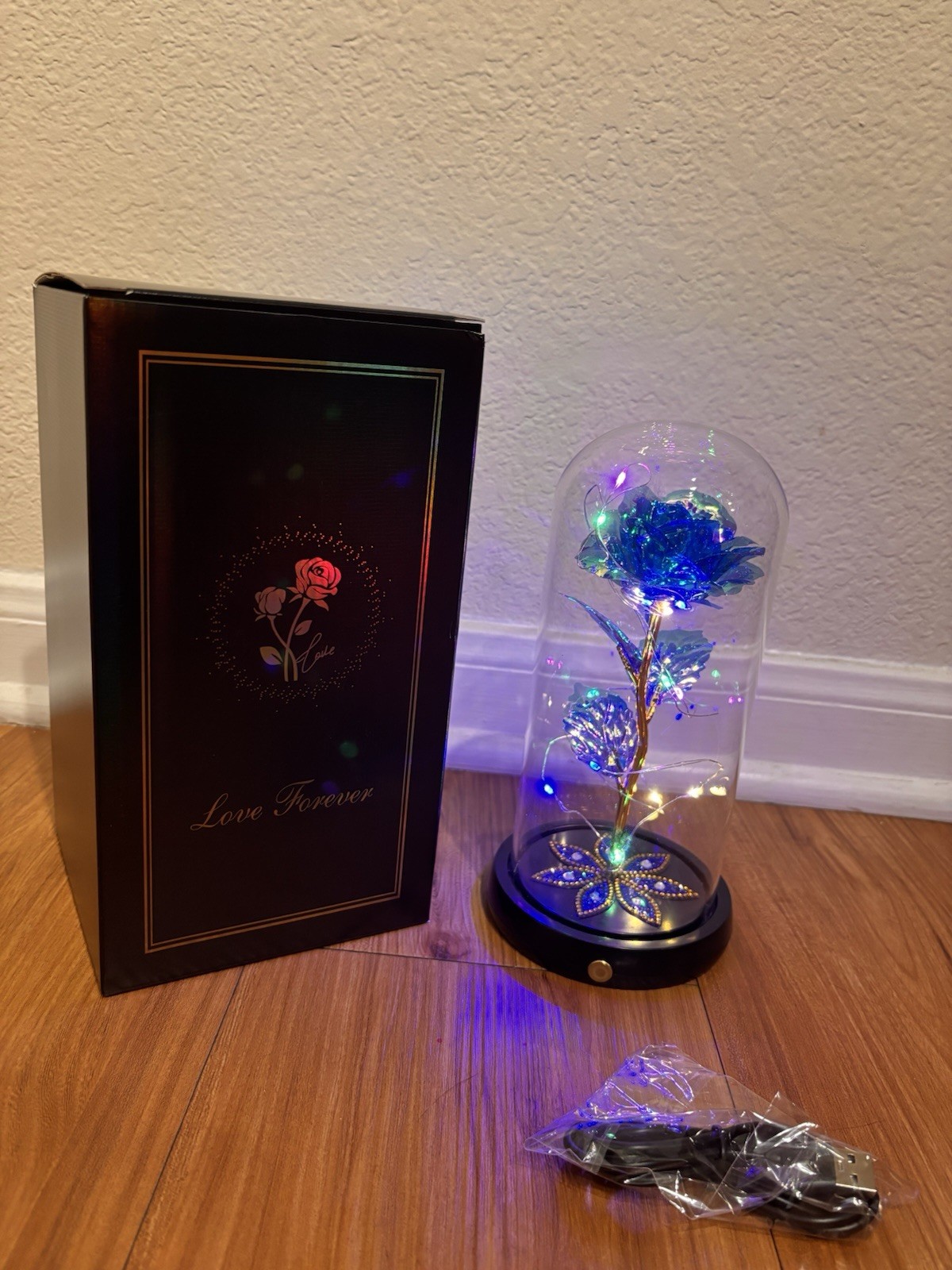 Galaxy Eternal Glass Rose LED, Blue, Love Forever, Gift for Her, Ships Free!!