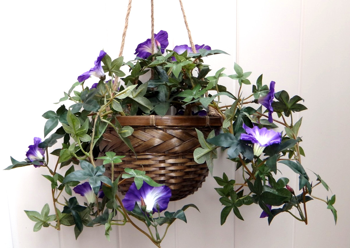 Decorative Artificial Hanging Flowers Basket Floral Décor Drop Length : 25 inch