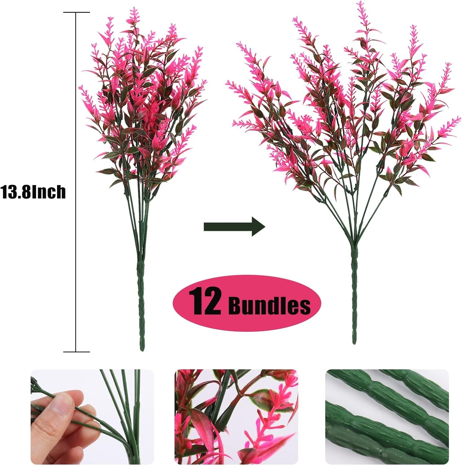 12 Artificial Spring Flowers – UV Protected Faux Greenery for Outdoor Beauty