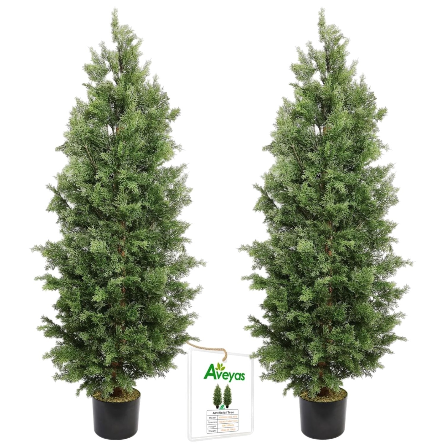 5ft Tall Fake Pine Cypress Trees for Front Door – Set of 2