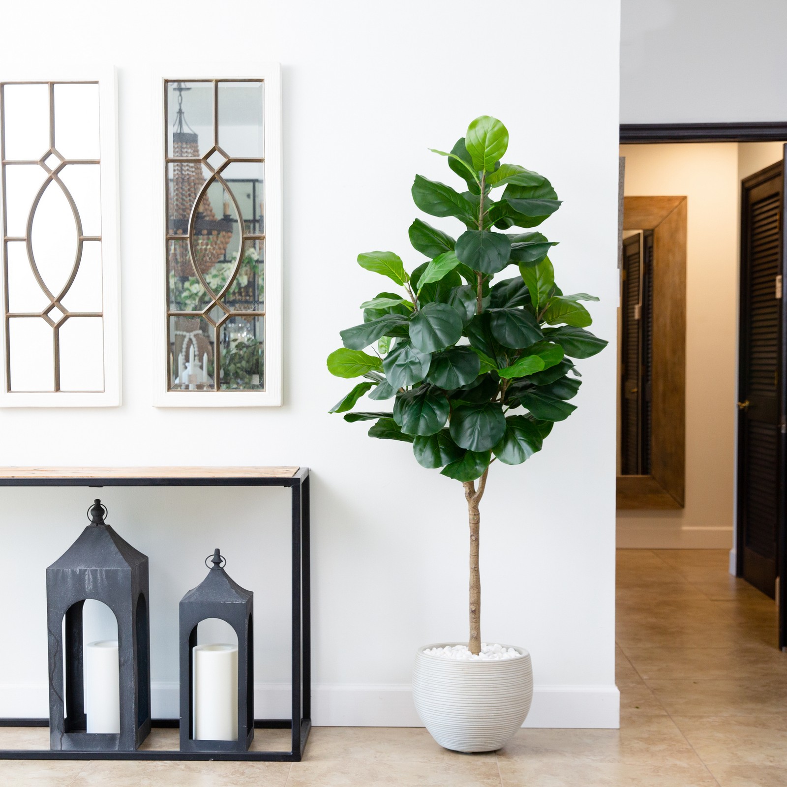 Nearly Natural 6ft Artificial Fiddle Leaf Tree in Green