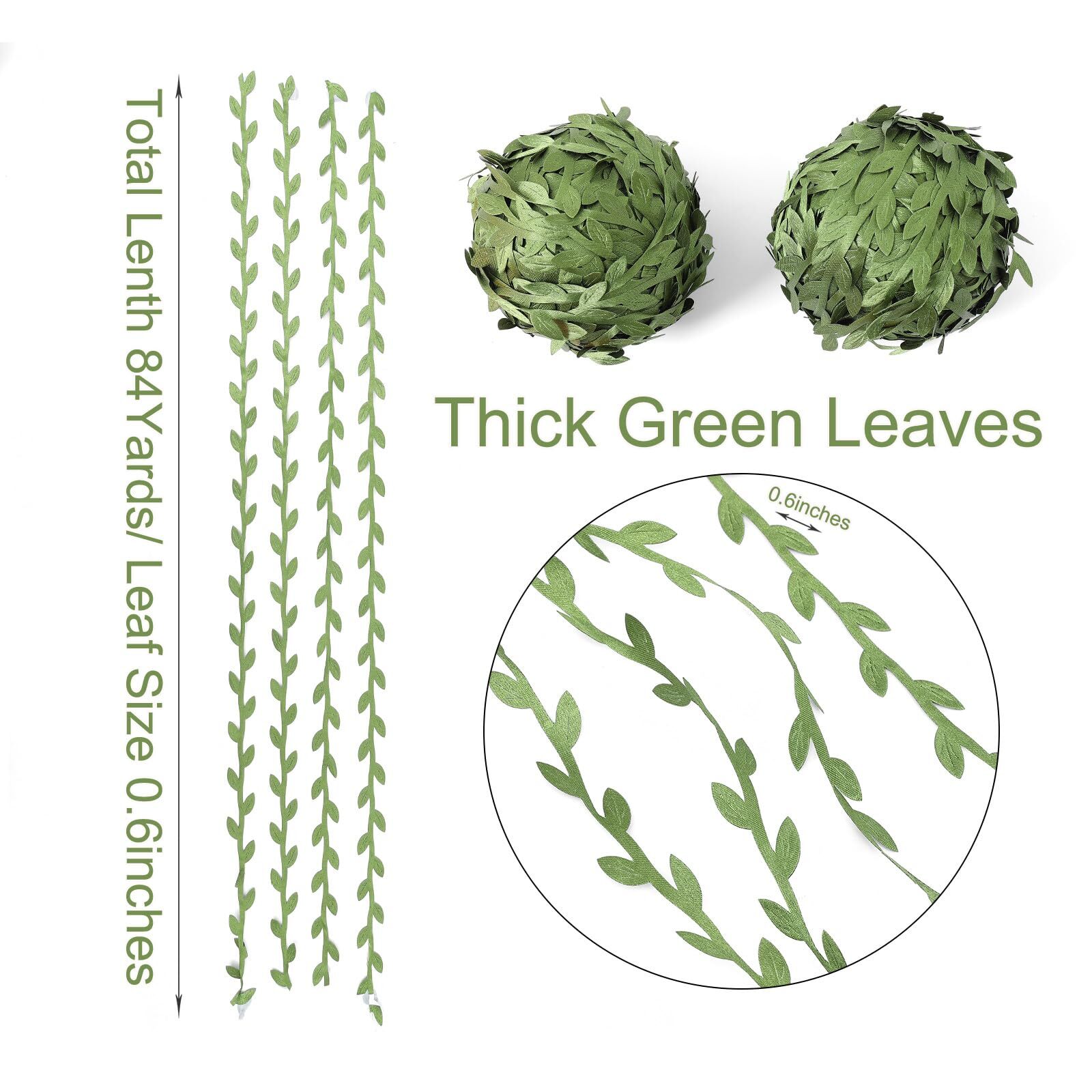 252 Ft Artificial Vines Fake Leaf Garlands Hanging Plants Green Leaves for Wall