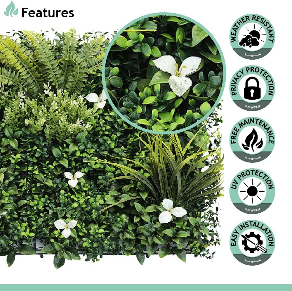 20″x20″ Artificial Faux 3D Mix Leaf Privacy Fence Home Outdoor Decor Panel V5