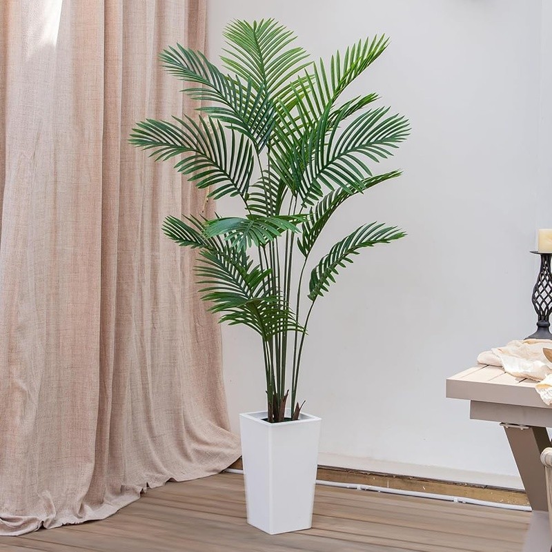 Realistic Artificial Palm Tree in Removable Square Planter Indoor Home Decor New