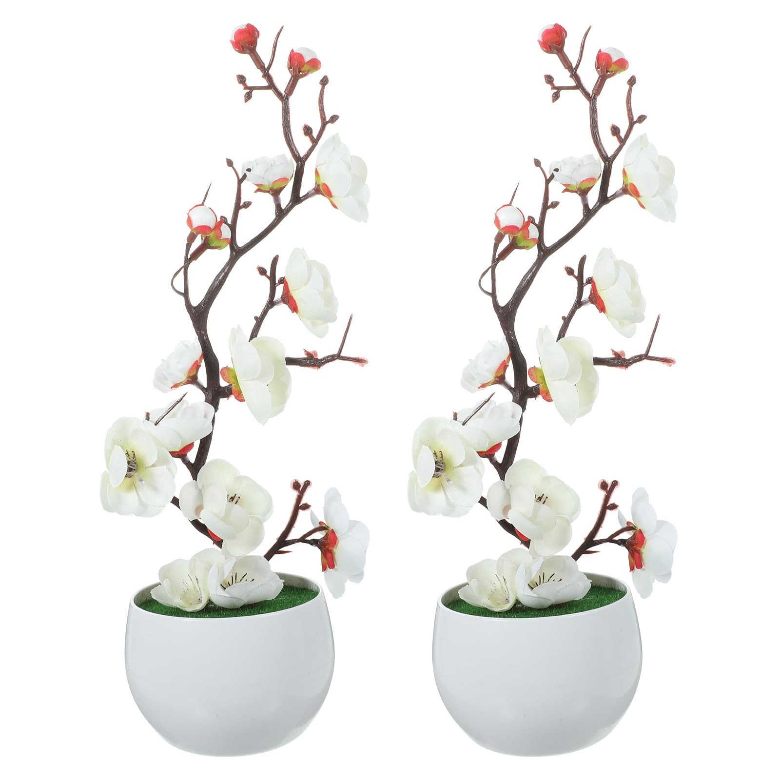 3.35 Inch Simulated Plum Blossom Artificial Potted Flower Faux Bonsai Decor