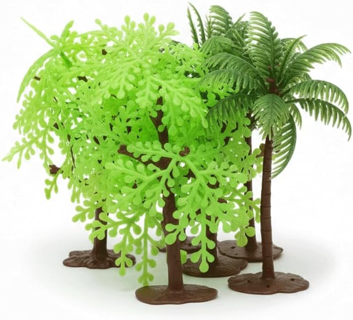Set of 6 Artificial Miniature Jungle & Palm Trees (4-6″ Tall) – Perfect for