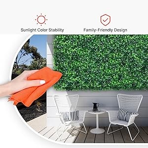 Artificial Boxwood Panel 24pcs 20 x 20 in Green Fake Grass Wall | 1.6 in Sun
