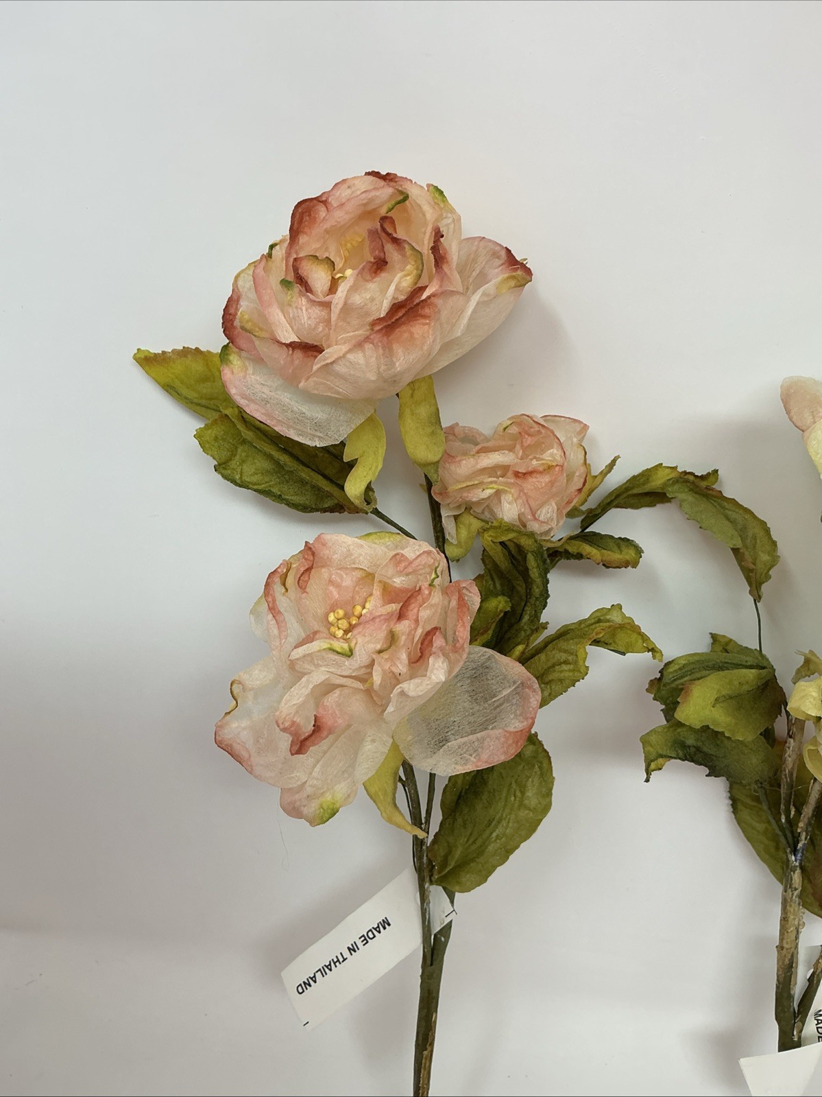 Artificial Silk Roses 22” Ombre Of Pink 2 Roses 1 Bud Per Pick 4 Picks NOS