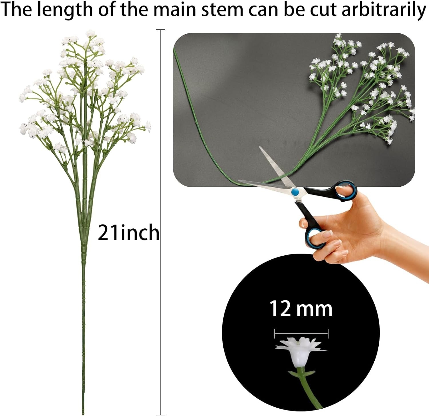 10PCS 21-inch Sturdy Artificial Baby’s Breath Flowers – Non-Shedding Design f…
