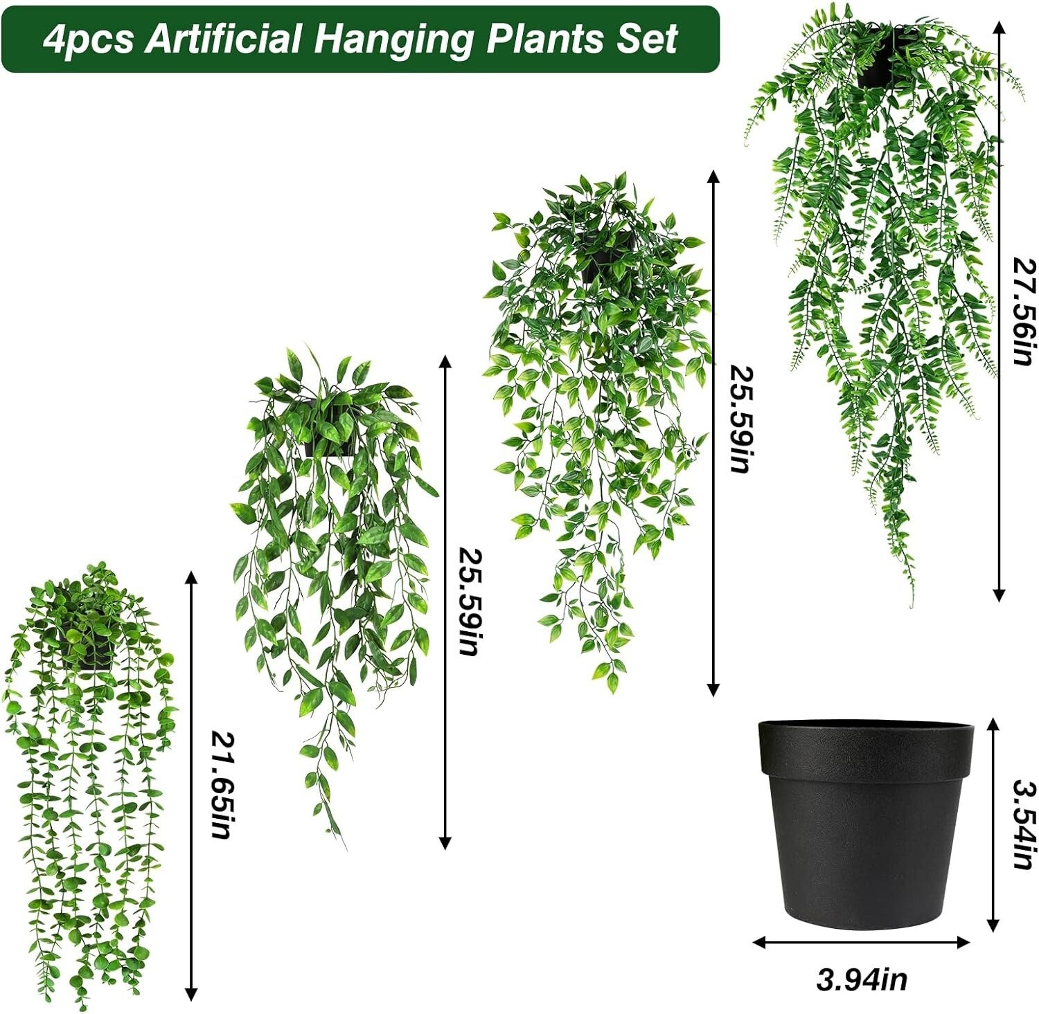 4 Plantas Colgantes Artificiales De Hiedra Falsa Para Decoración De Pared Hogar