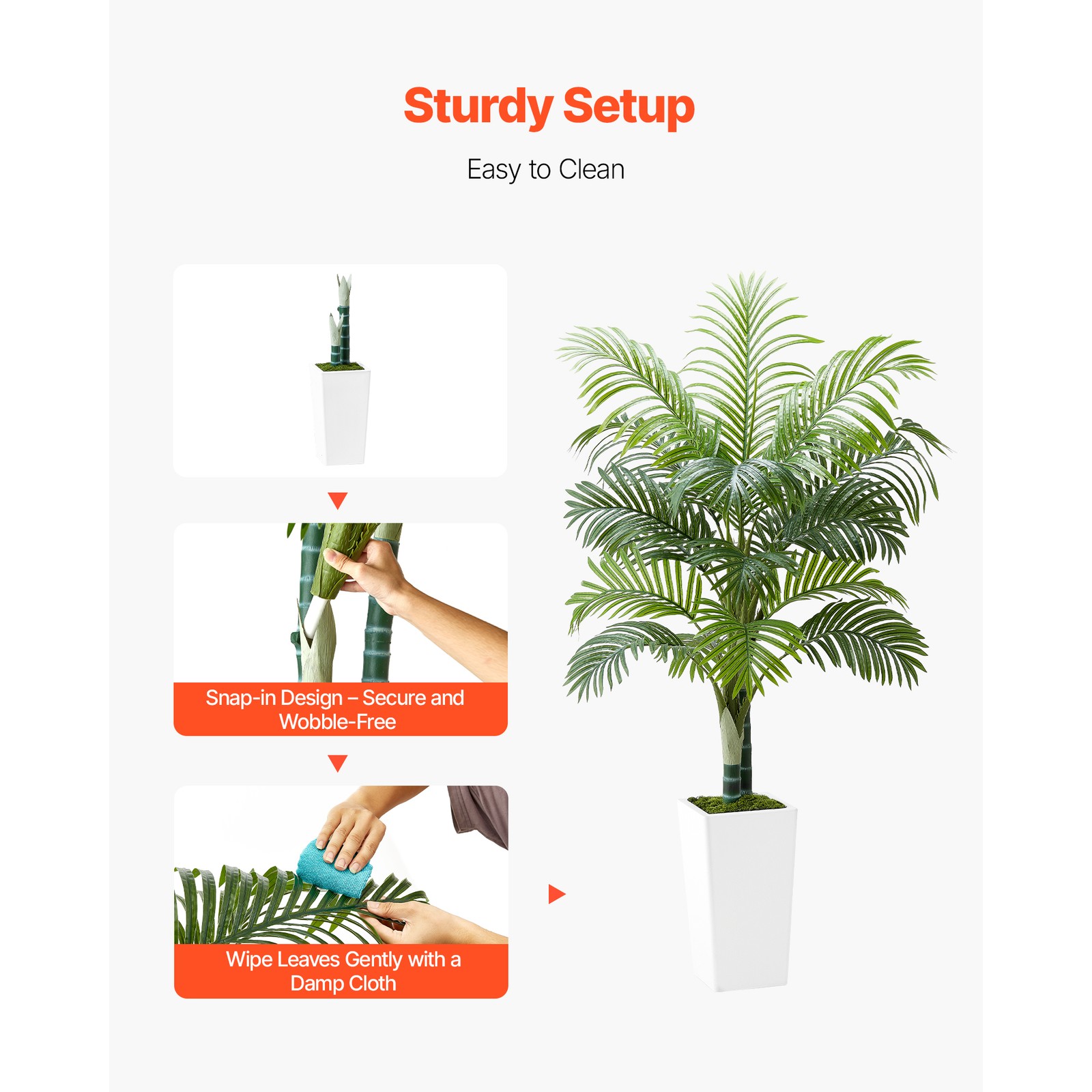 Uimoso 5ft Faux Areca Palm Tree with White Pot for Indoor Spaces