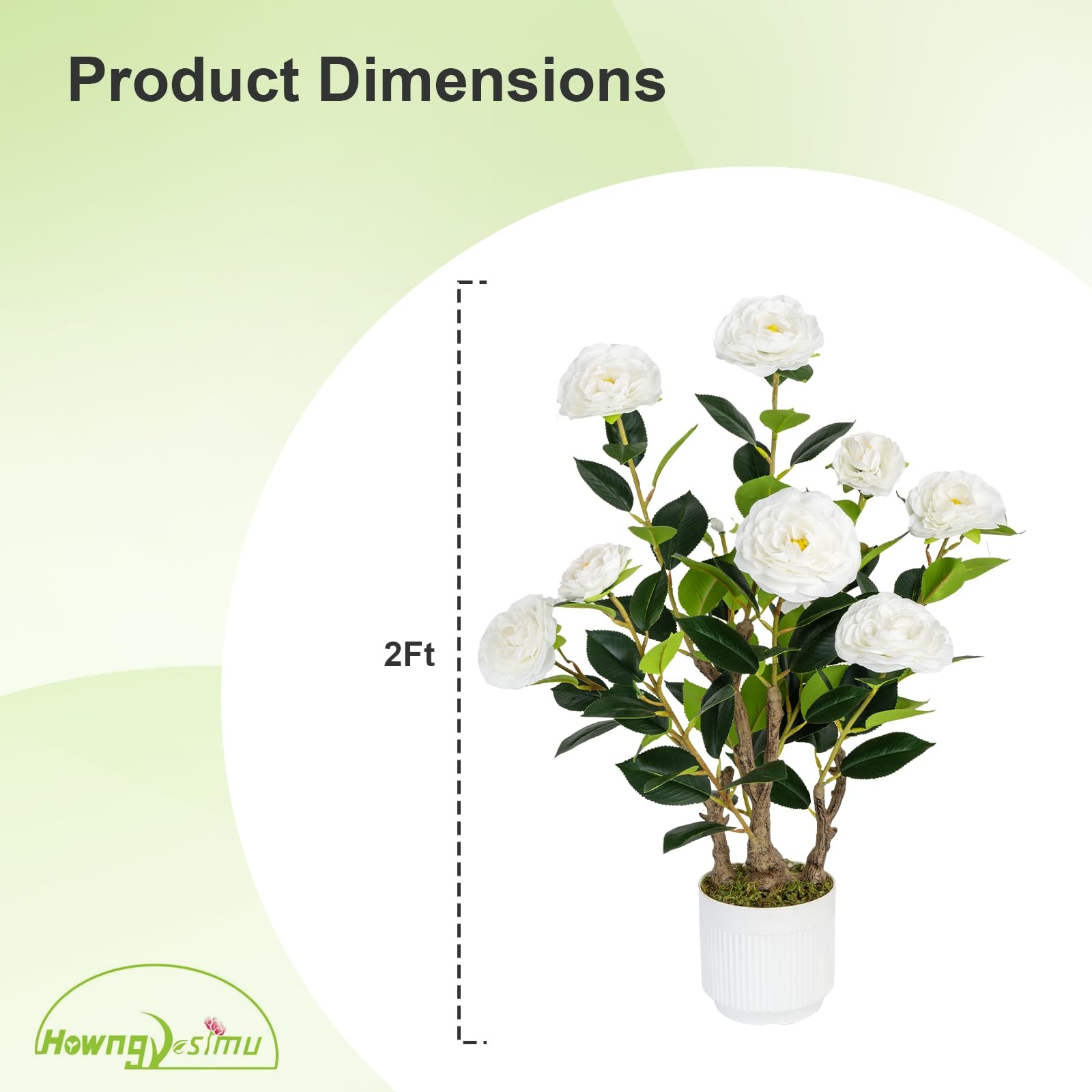 Best 2 Pack Artificial Camellia Tree with White Pot, 24″ Faux Potted Plants for