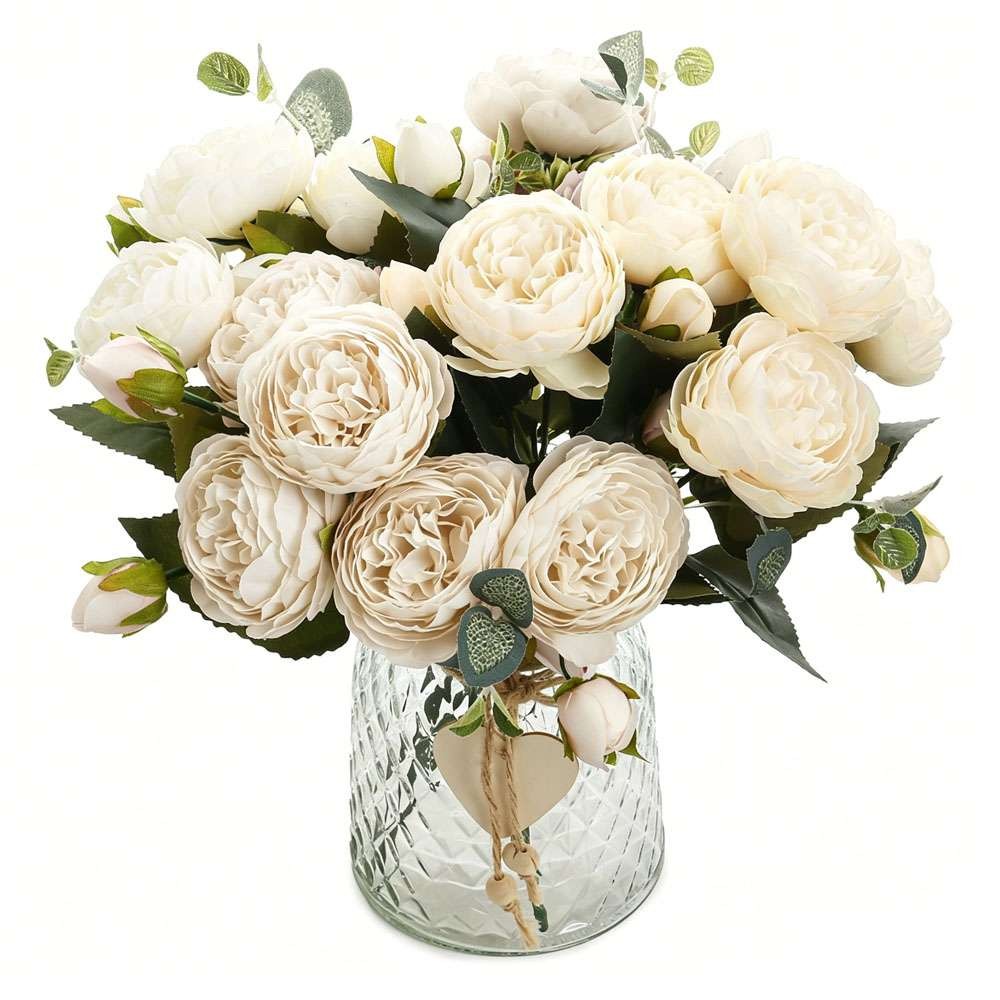9 Heads Artificial Silk Peony Flower Wedding Bouquet Home Party Outdoor Decor