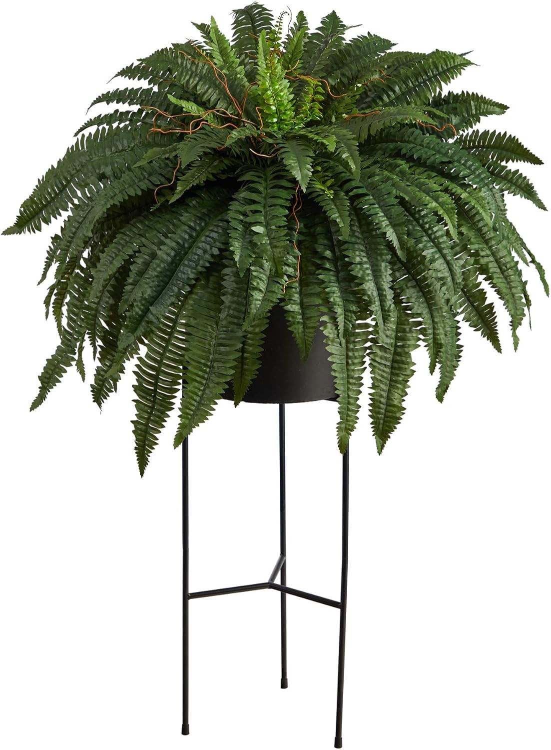51″ Boston Fern Artificial Plant in Stylish Black Planter with Stand