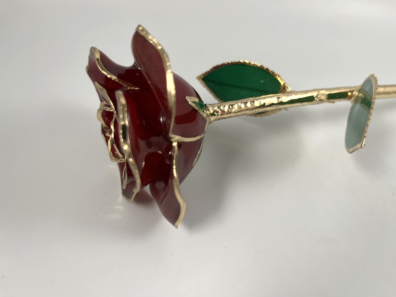 NIB DEFAITH 24K GOLD DIPPED RED WINE ROSE ANNIVERSARY GIFT w/BOX