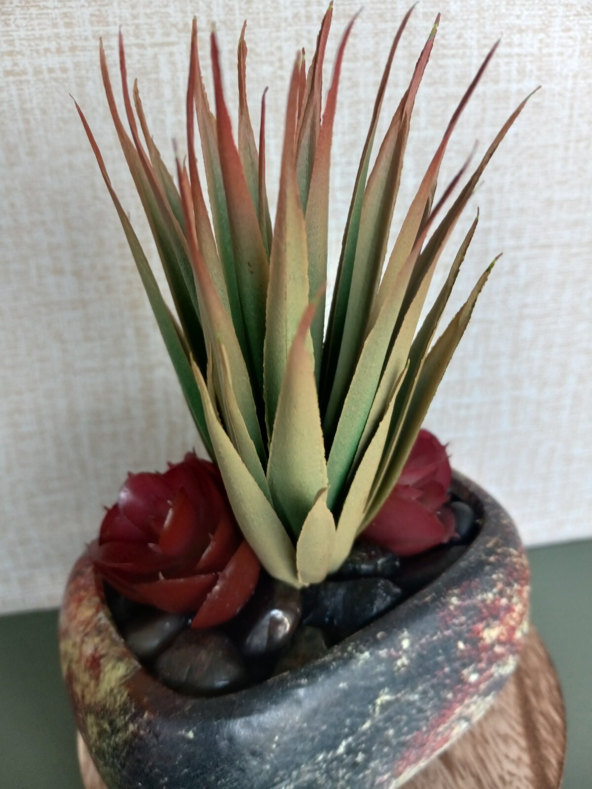 Faux Chic Minimalistic Designed Succulent Plant in Multicolor Ceramic Pot