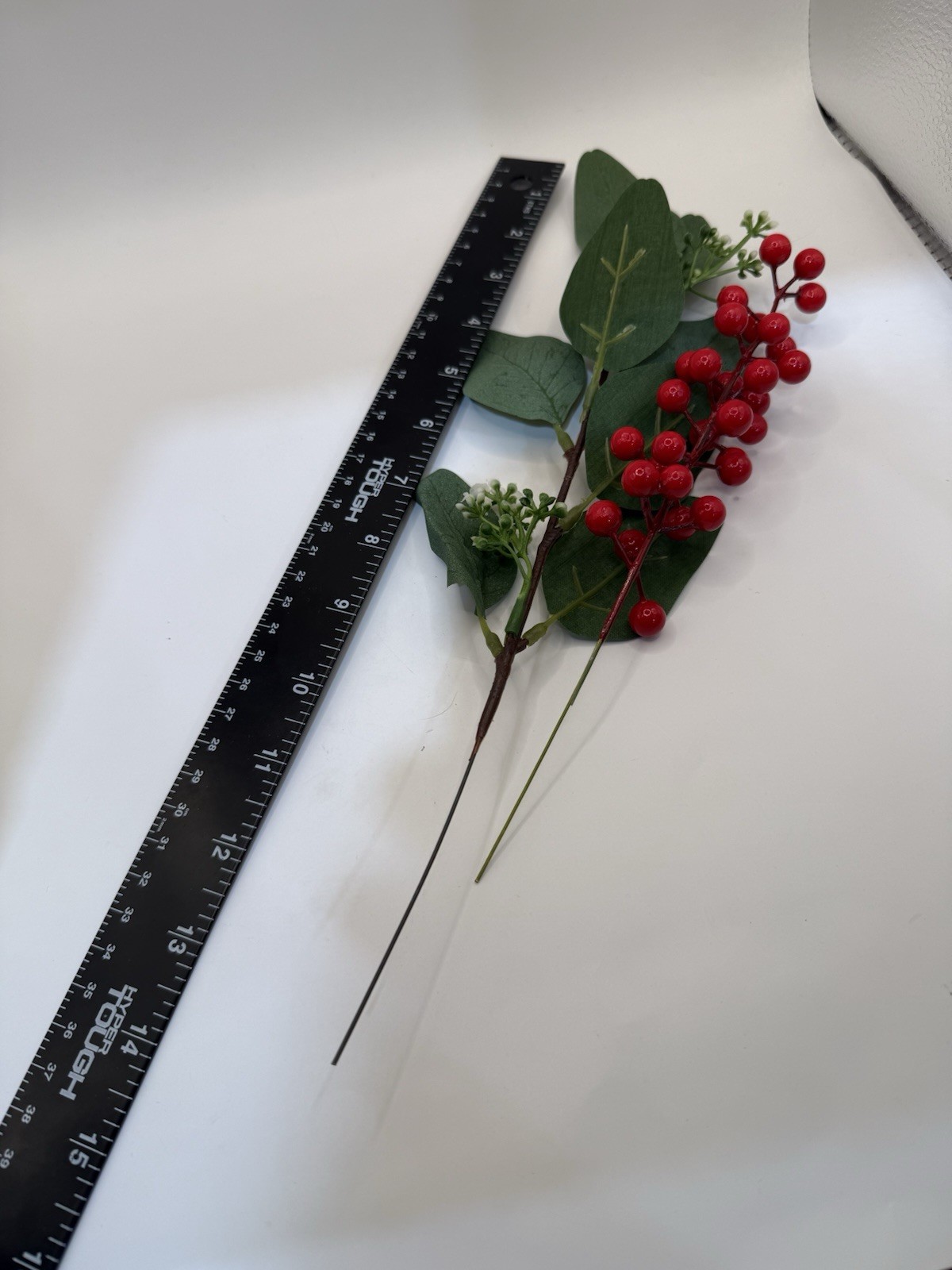 60 PCS Artificial Christmas Picks Faux Eucalyptus Stems Red Holly Berry Picks