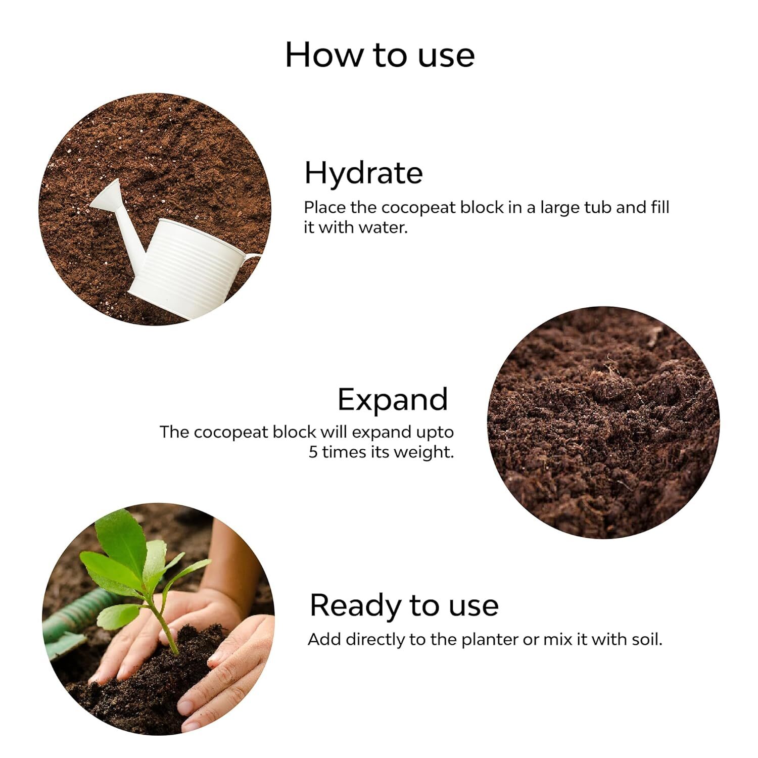 10CLUB Cocopeat for plants 1kg Block 100% Natural for Indoor & Outdoor Plants