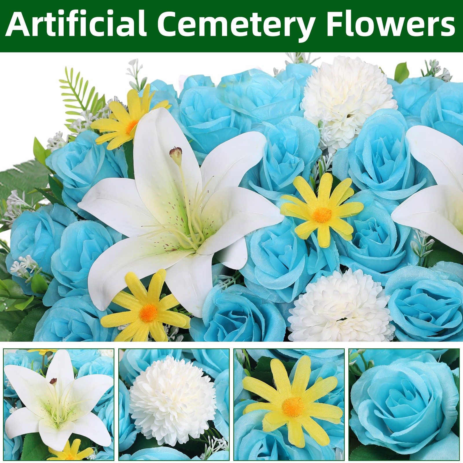 Artificial Cemetery Flower Saddles for Graves,Headstone Saddles for Graves,Lily
