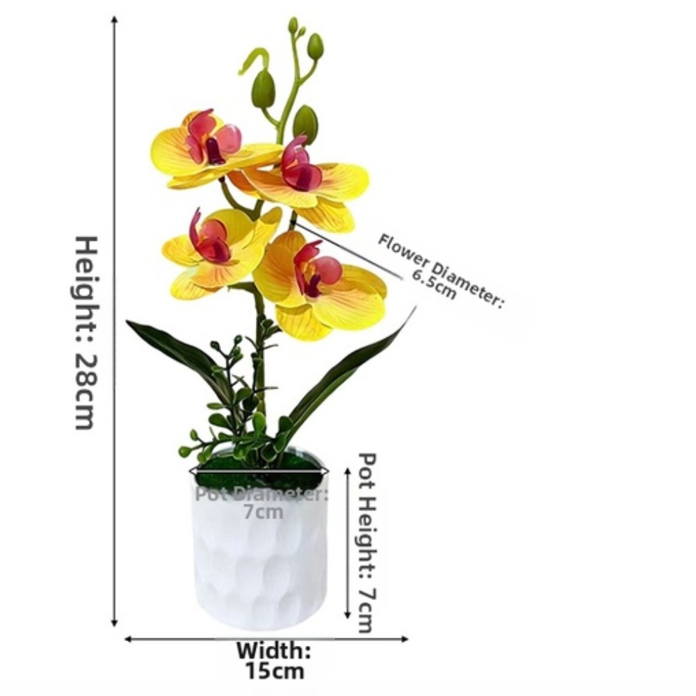 Plastic Phalaenopsis Orchid 3D Printed Potted Artificial Flower 28 x 15 cm