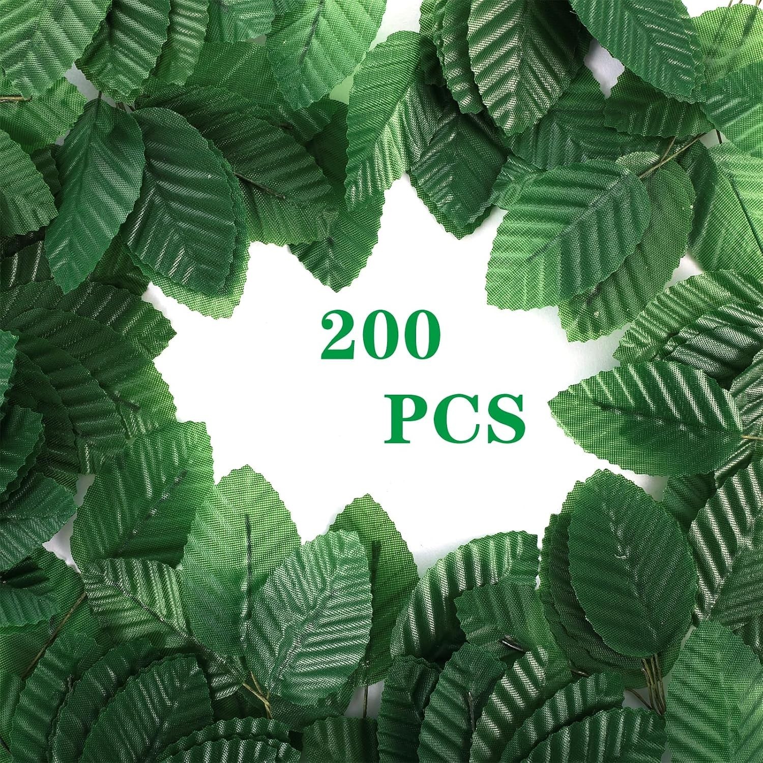 Elegant Bulk Artificial Leaves Set: 200 Pcs in Dark Green, Green & Silver