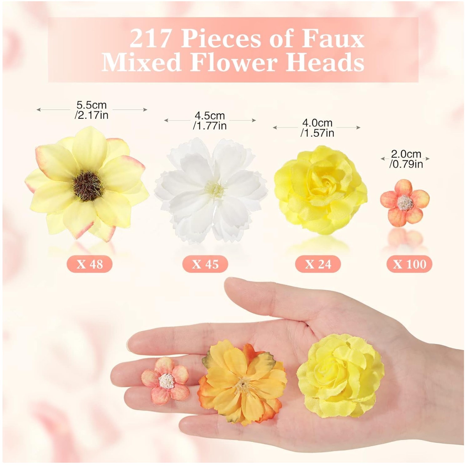 217 Pcs Mini Silk Flower Heads for Crafts – Yellow Series