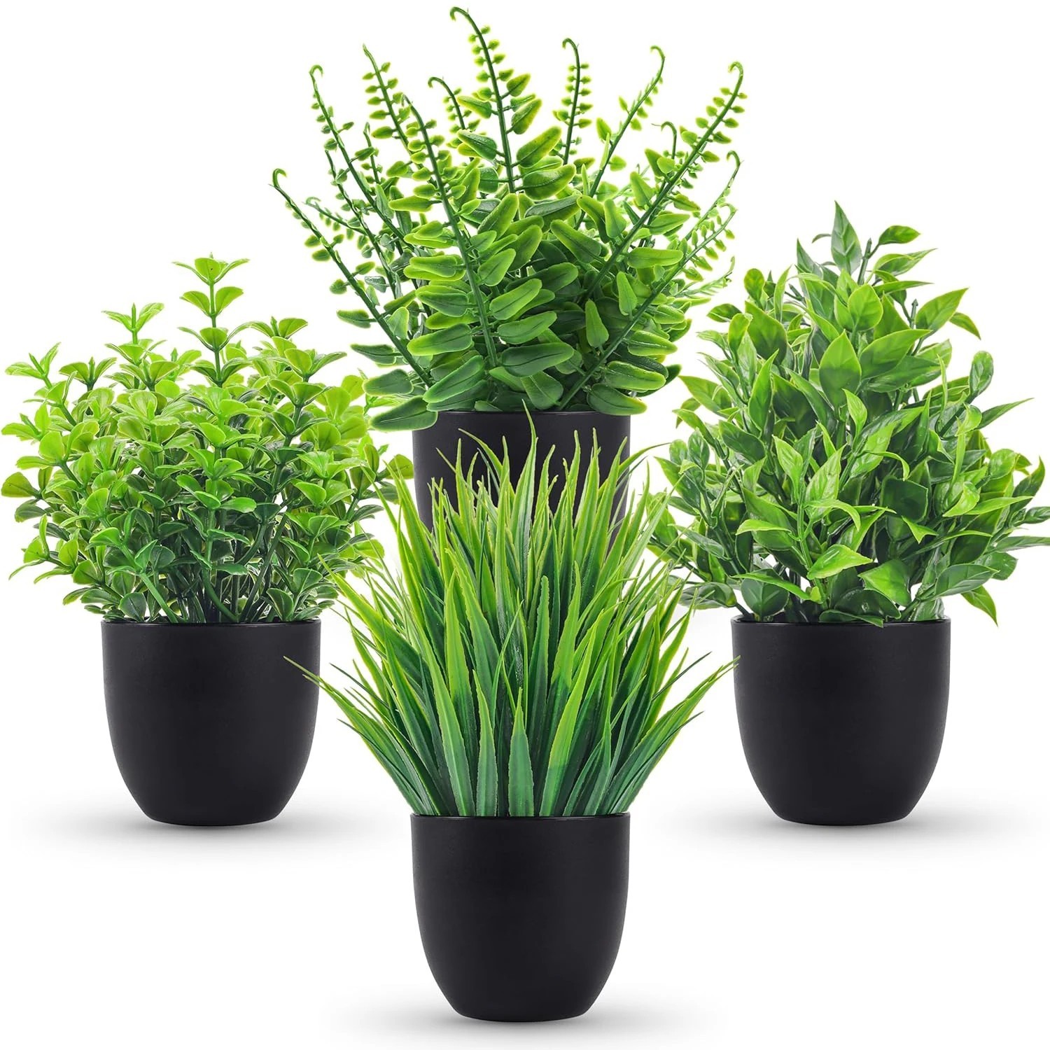 Fake Plants 4 Packs Artificial Plants Small Faux Plants Black Bathroom Accessori