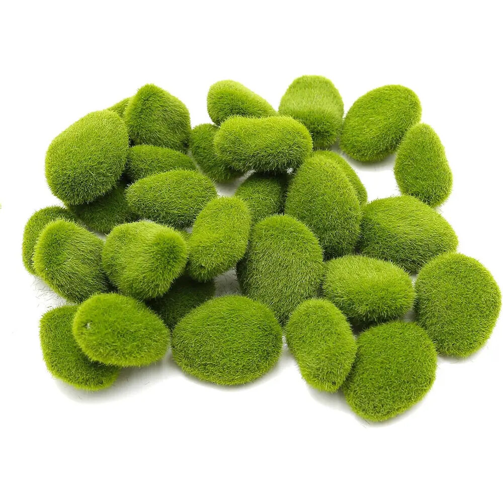 New 10PCS/set 4 Sizes Artificial Moss Rocks Decorative Green Balls For Gardens