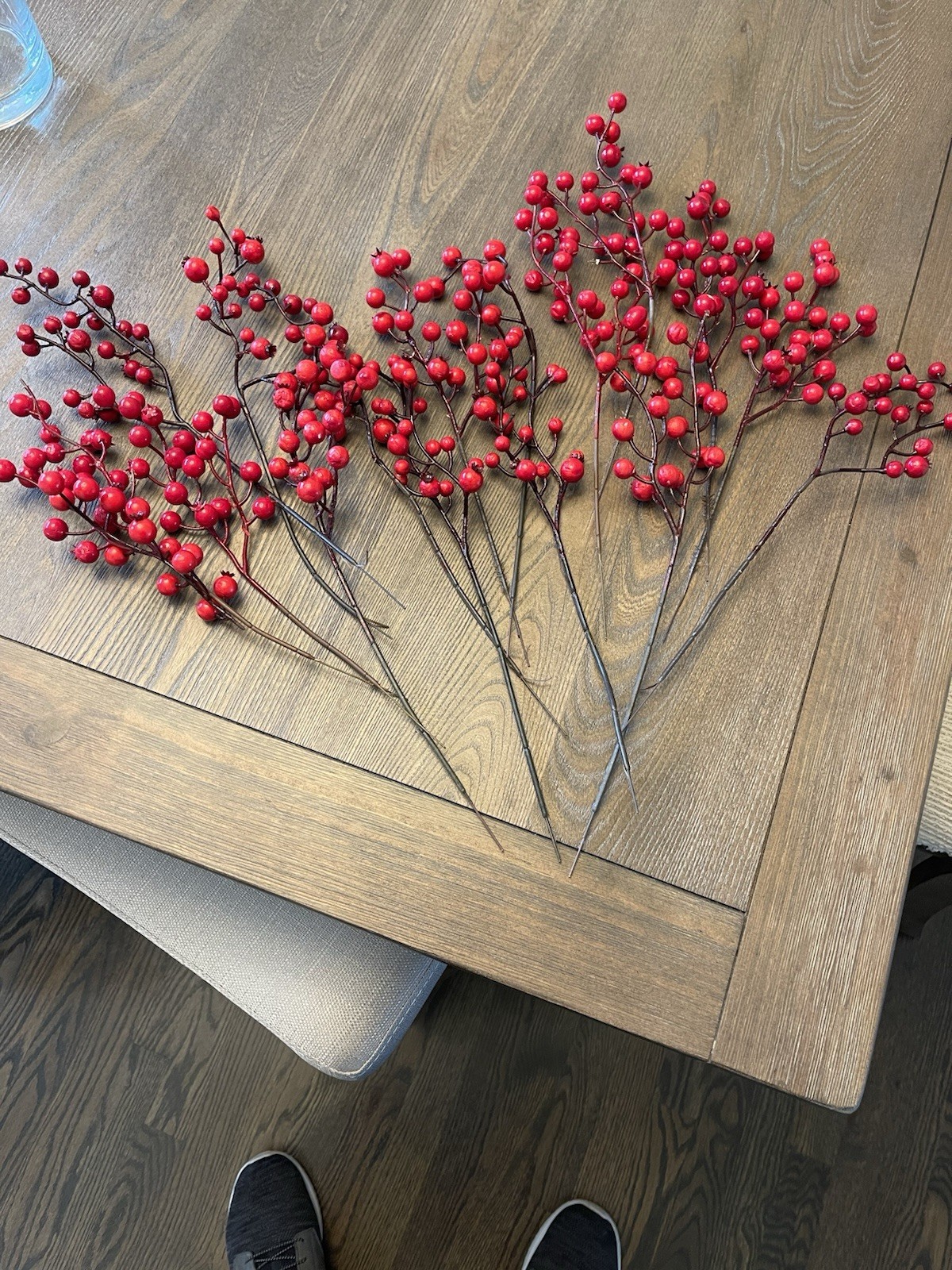 Artificial Red Berry Branch Berry Stem Floral Arrangement, Plastic Red/Brown