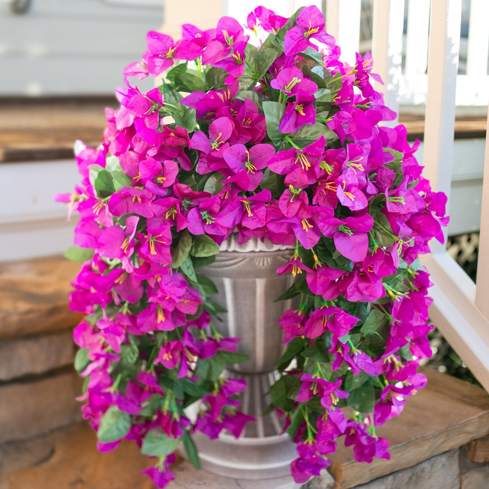 HyeFlora Bougainvillea Artificial Hanging Flowers Plants for Outdoors Decorat…