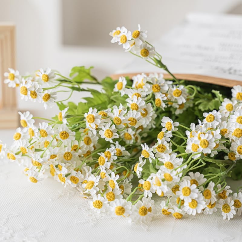 7 PCS 20.4 Inch Realistic Daisy Flowers Artificial Fake White Chamomile