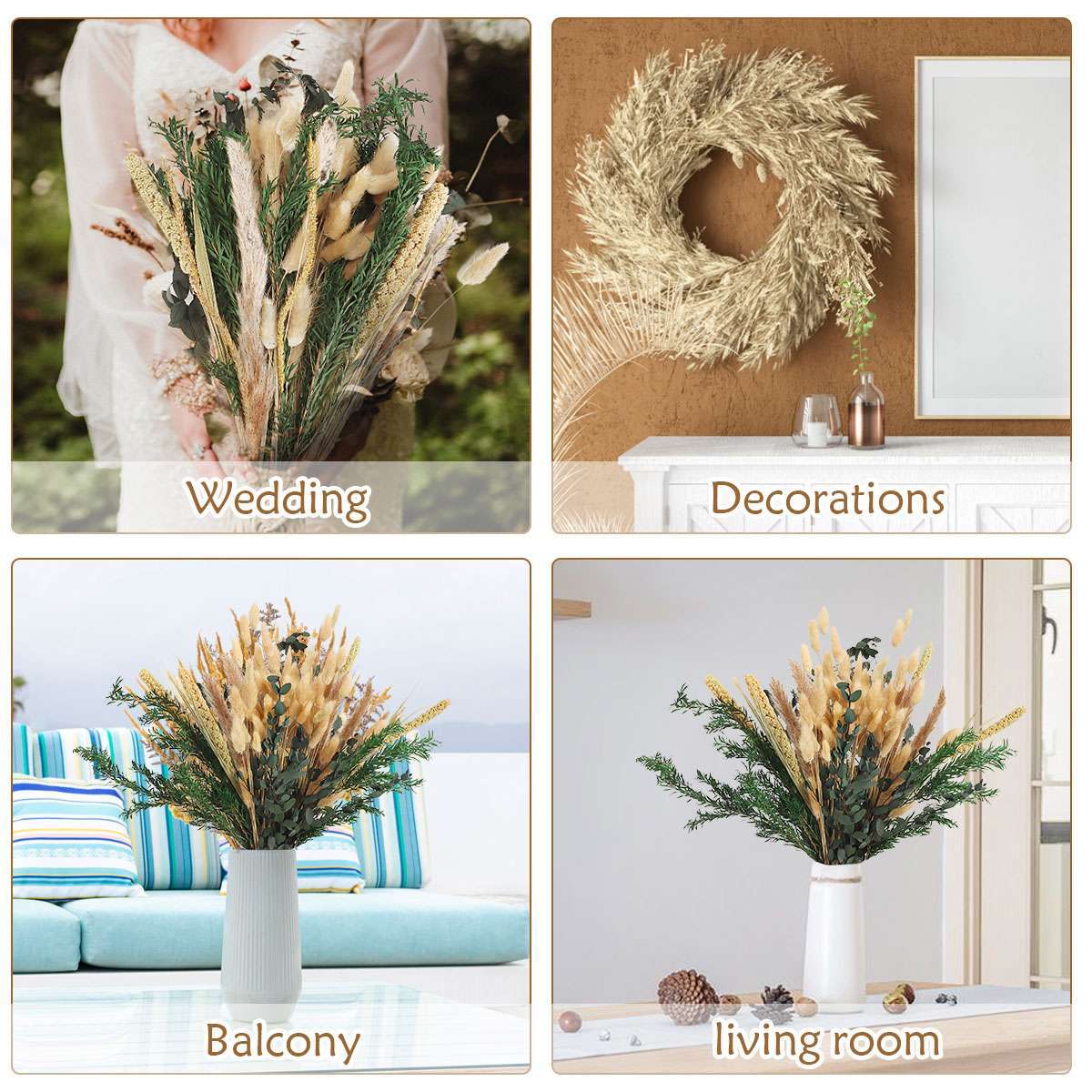 85 PCS Pampas Grass Natural Dried Reed Flower Bunch Home Wedding Decor Bouquets