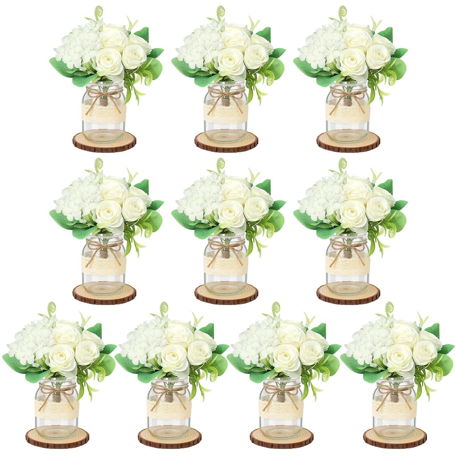 Set 10 Mason Jar Table Centerpiece – Wedding Centerpieces for Tables, Mason J…