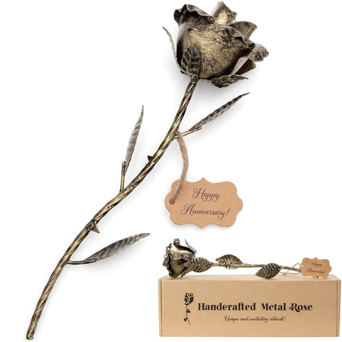 Bronze Anniversary 8 Year Gifts – Metal Rose 8th Anniversary for Her Bronze
