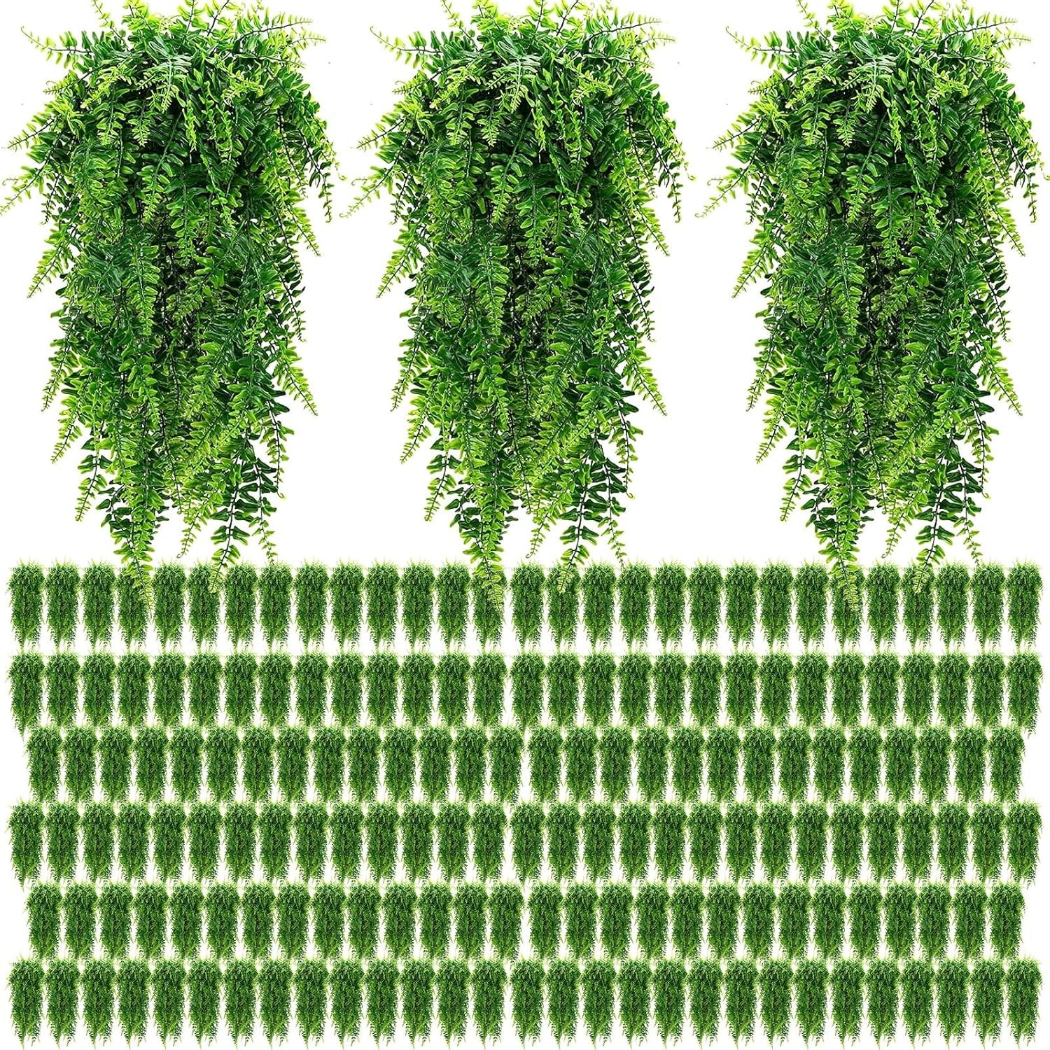 128 Pcs Artificial Hanging Plants 32 Inch Hanging Boston Ferns Plastic Fake