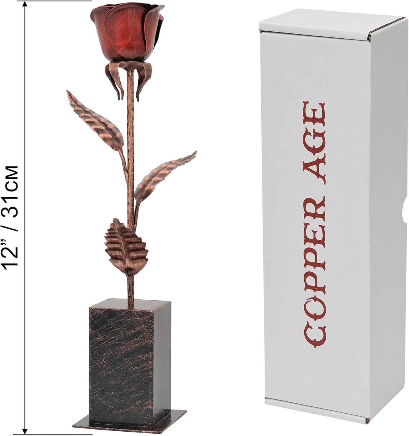 Bronze Anniversary Rose – 8th & 19th Wedding Anniversary Keepsake – Solid Coppe