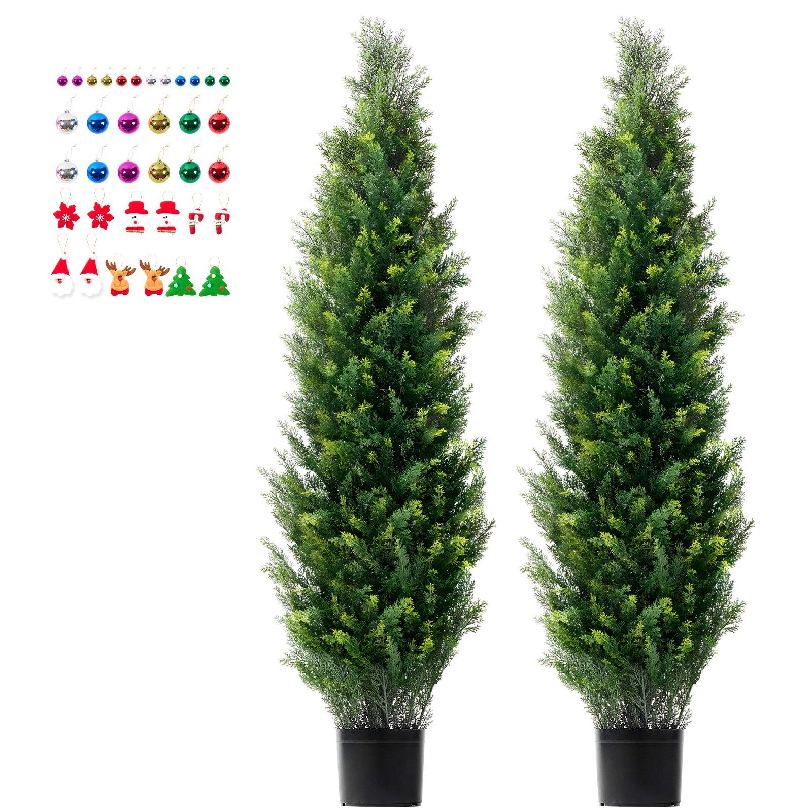 Uimoso Set of 2 Artificial 5′ Cedar Trees for Indoor and Outdoor Decoration