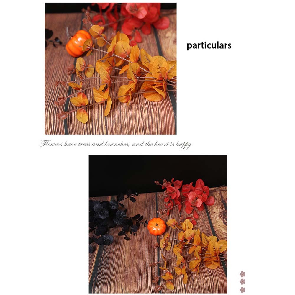Weatherproof Sturdy 3Pcs 4-Branch Eucalyptus Artificial Flower f Halloween Decor