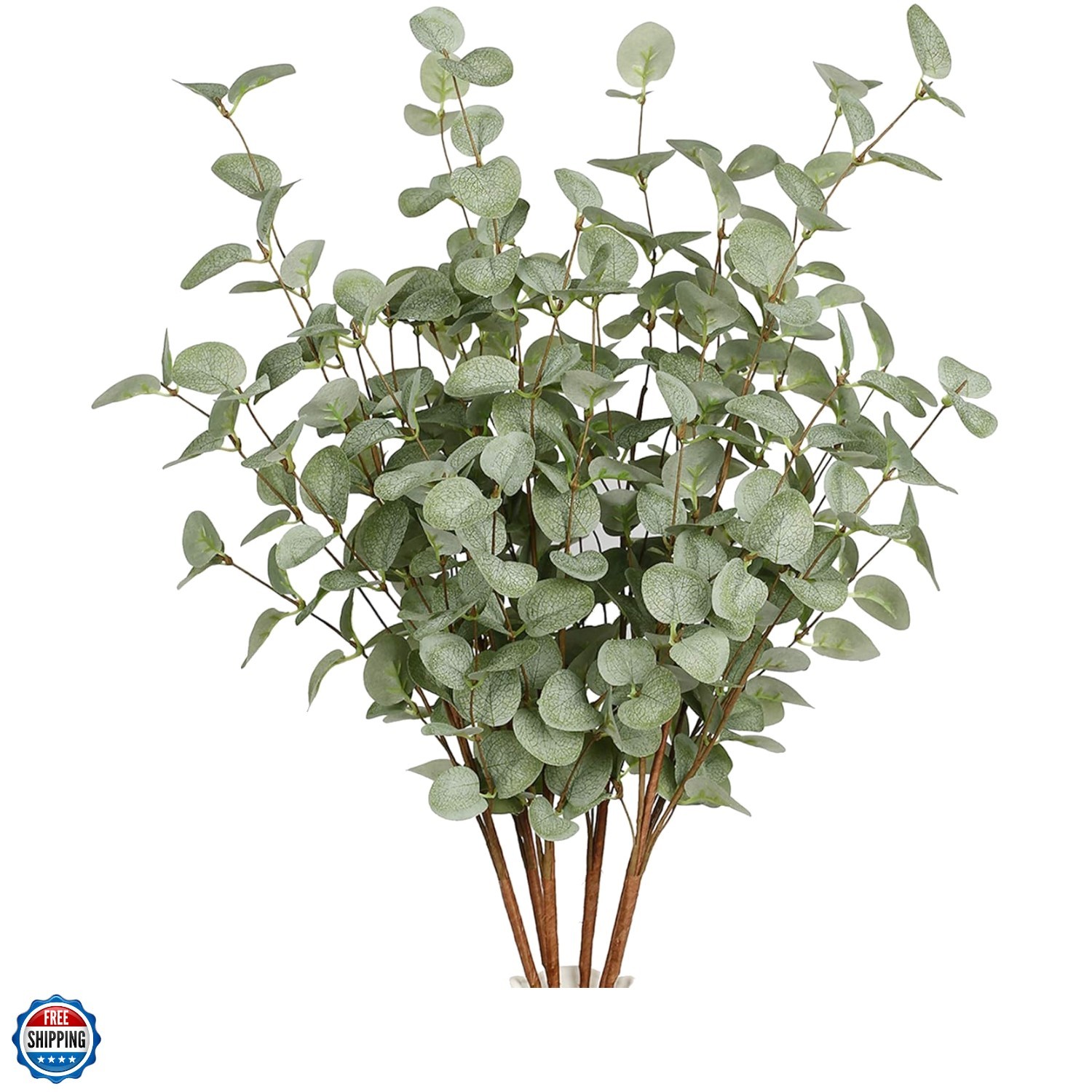 6 Pcs 27″ Eucalyptus Stems Greenery Stems Eucalyptus Leaf Spray in Green Silk…
