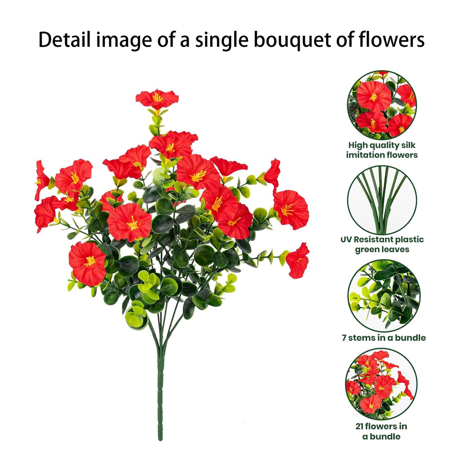 Artificial Outdoor Flowers 16 Bundles Fake Morning Glory Flower Outdoor UV Re…