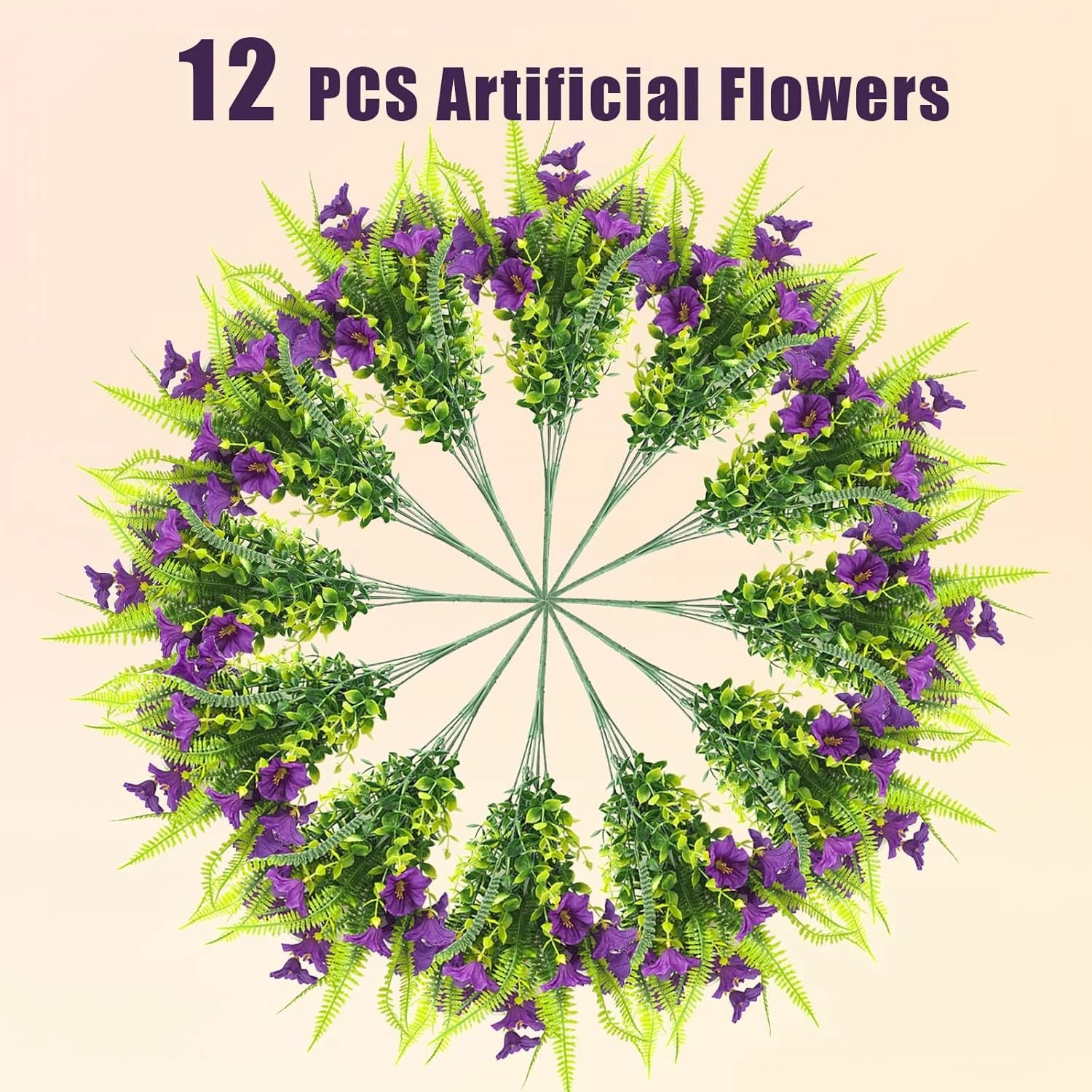 Spring Artificial Flowers Outdoors 12 Bundles Artificial Petunias Fake Flowers U