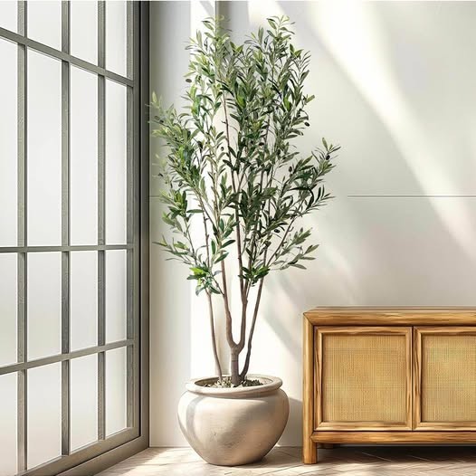 7FT Artificial Olive Tree Tall Faux Silk Plant Tall Faux Olive Tree