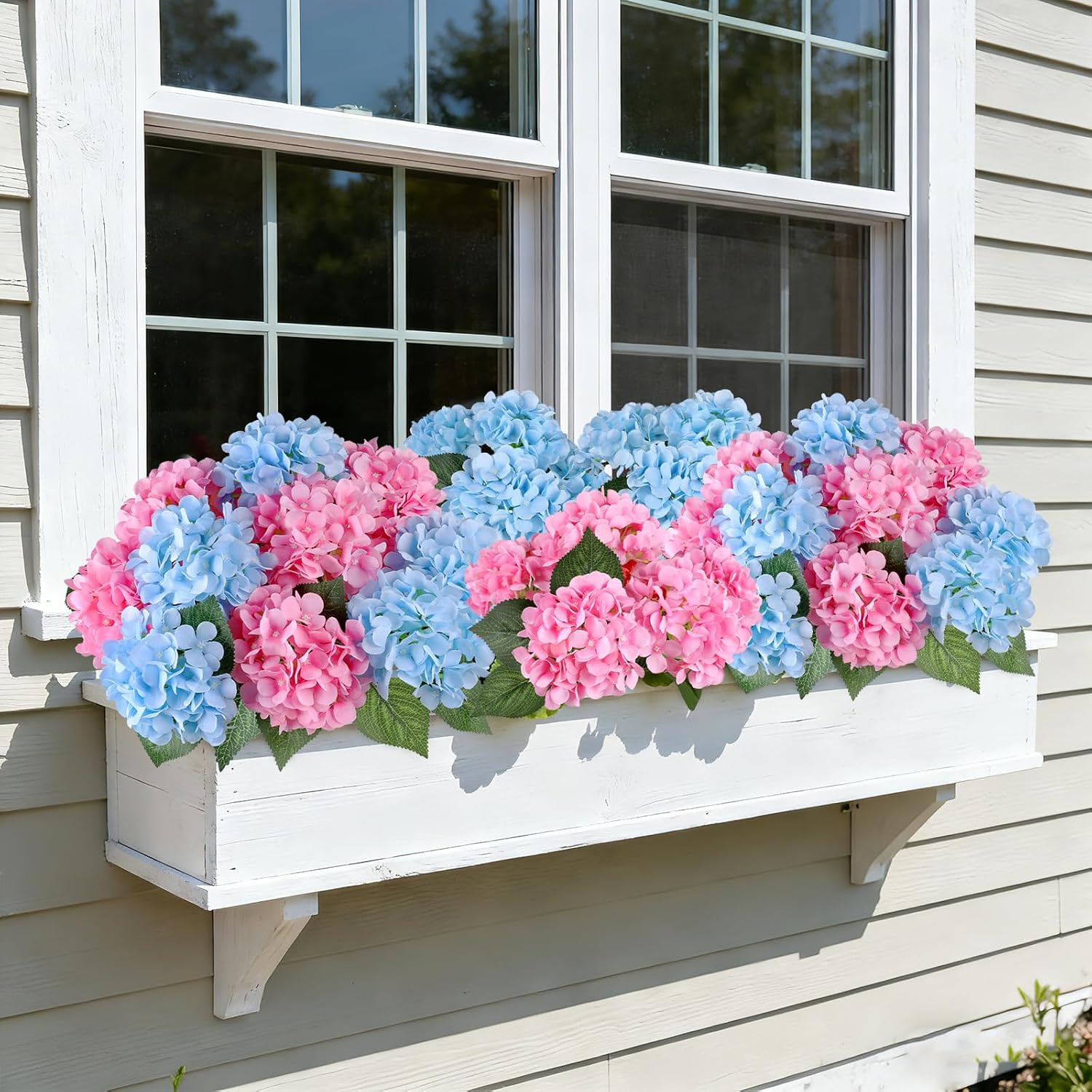 6 Bundles UV Resistant Faux Hydrangea Flowers for Home & Garden Decor