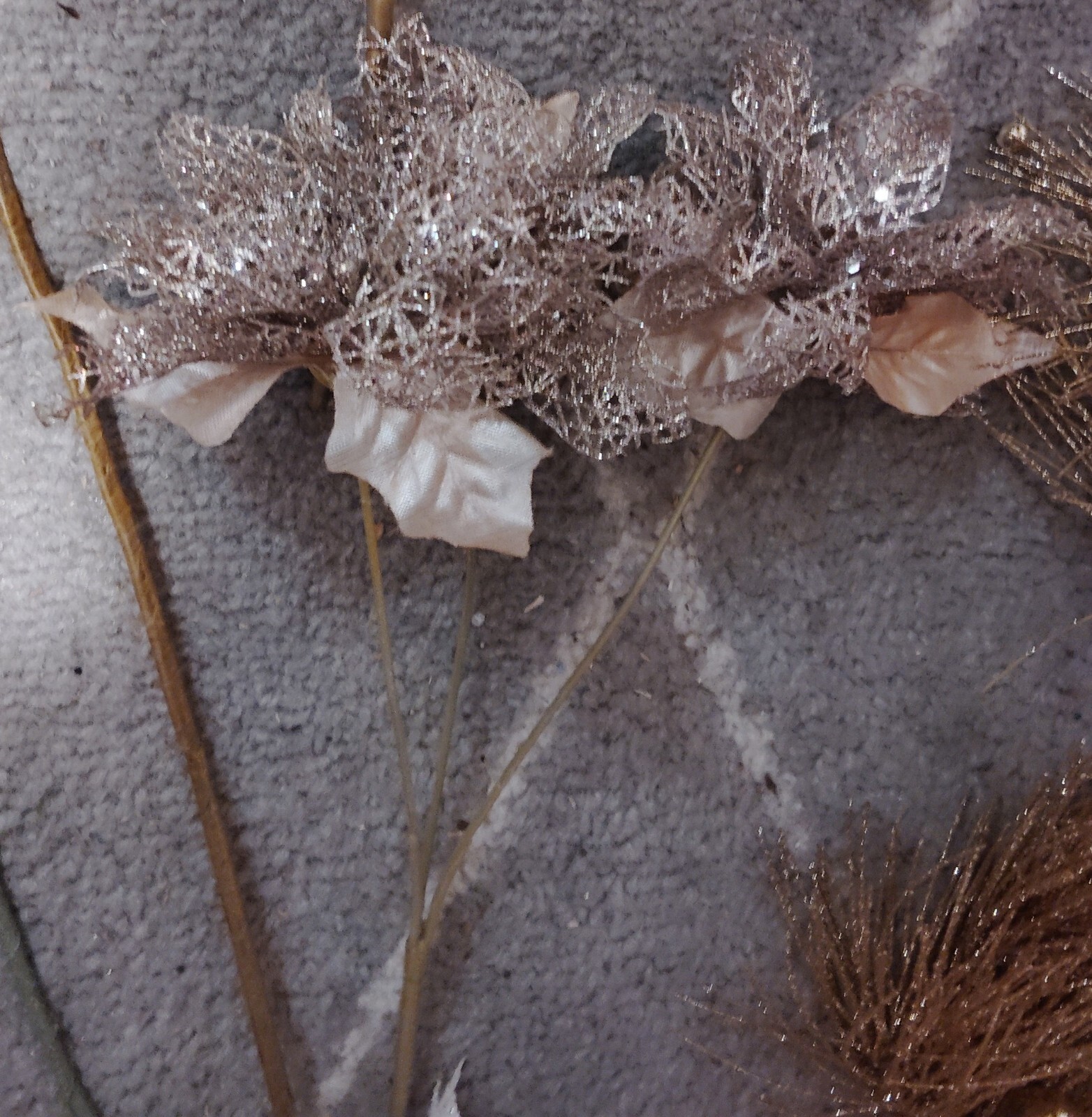 21 Faux Glitter Gold Branches, Flowers, Balls, Artificial Antler, Trees