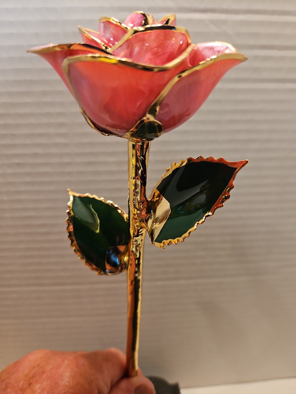 The Forever Rose Gold 24 Karat Dipped REAL Preserved Flower w Certificate 12″ In