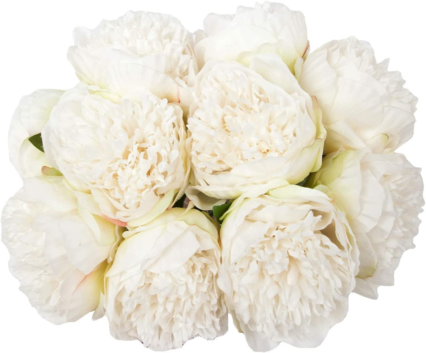 2 Bouquet of 10 Head Artificial Cream White Peony Silk Flower Home Wedding Decor