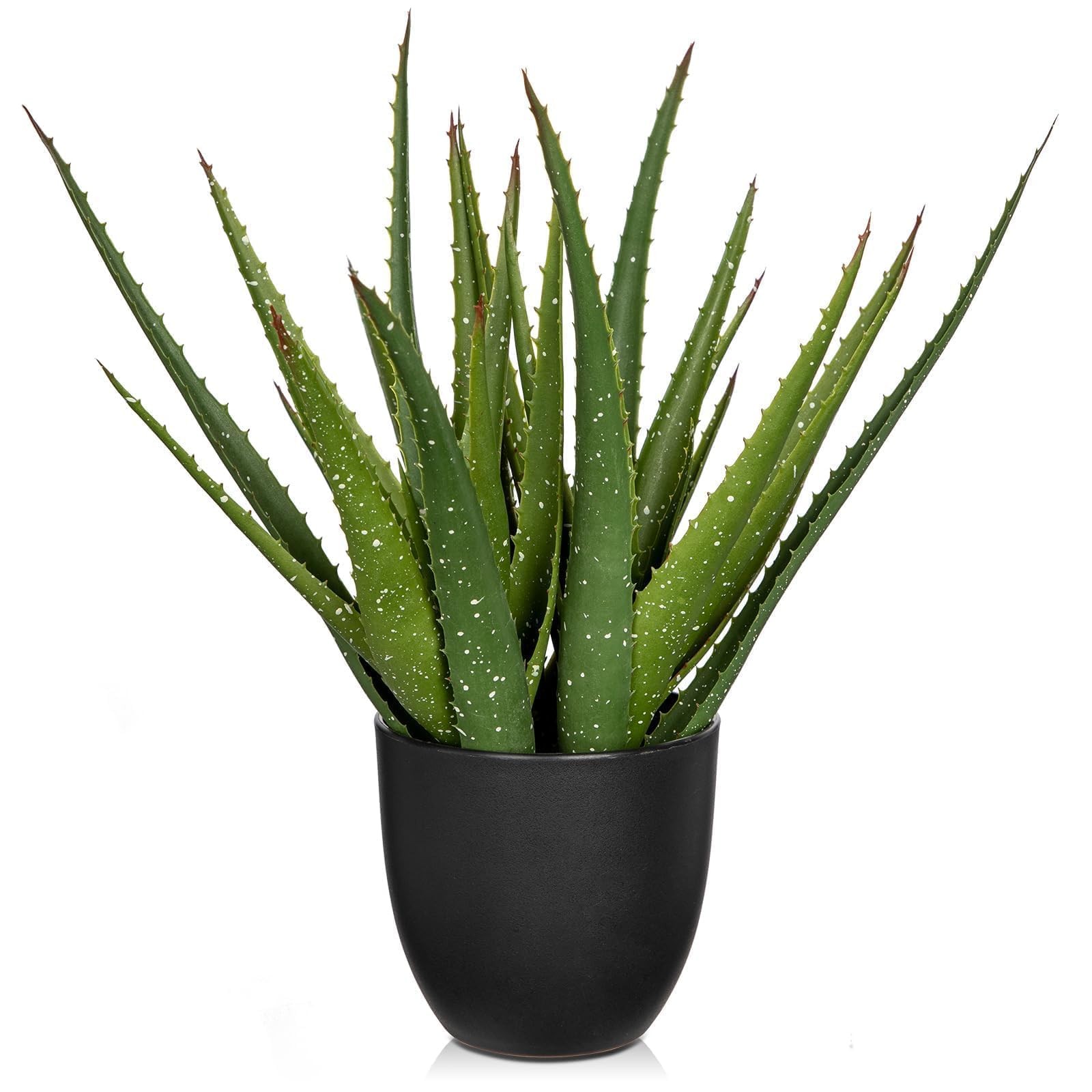 16.5 Inch Large Fake Succulent Aloe Vera Faux Potted Plant For Black Pot