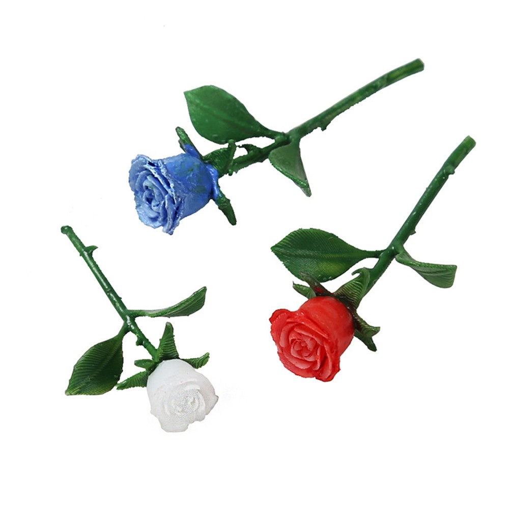 4PCS DIY Handmade 3D Rose Ornament Mini Rose Model Crystal Glue (White)