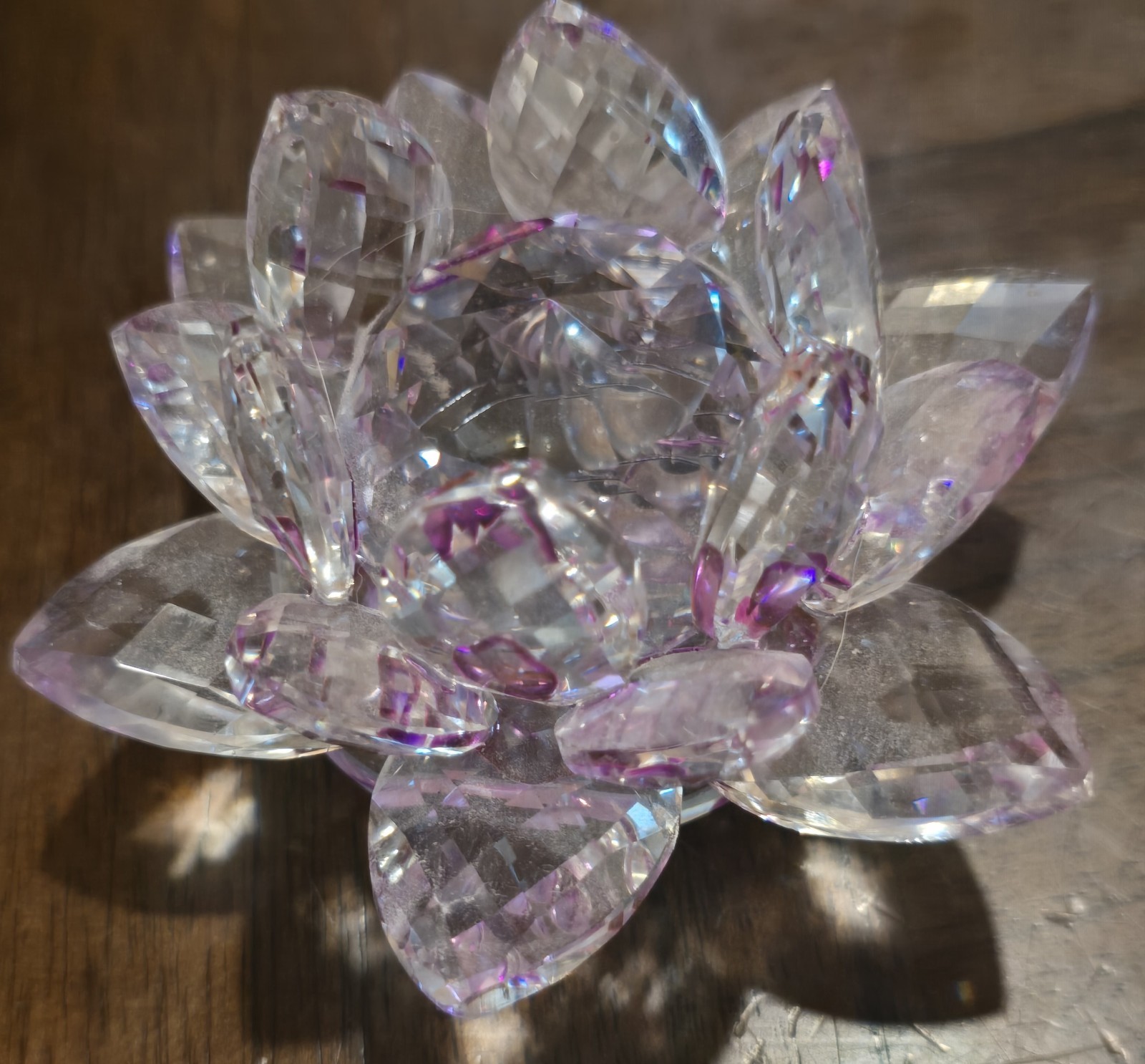3⅝” Crystal Lotus Flower Pink/Purple Accent Decorative Mini Centerpiece Table
